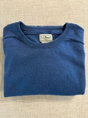 L.L.Bean Cotton Cashmere Sweater XL Reg Blue Crewneck Raglan Men